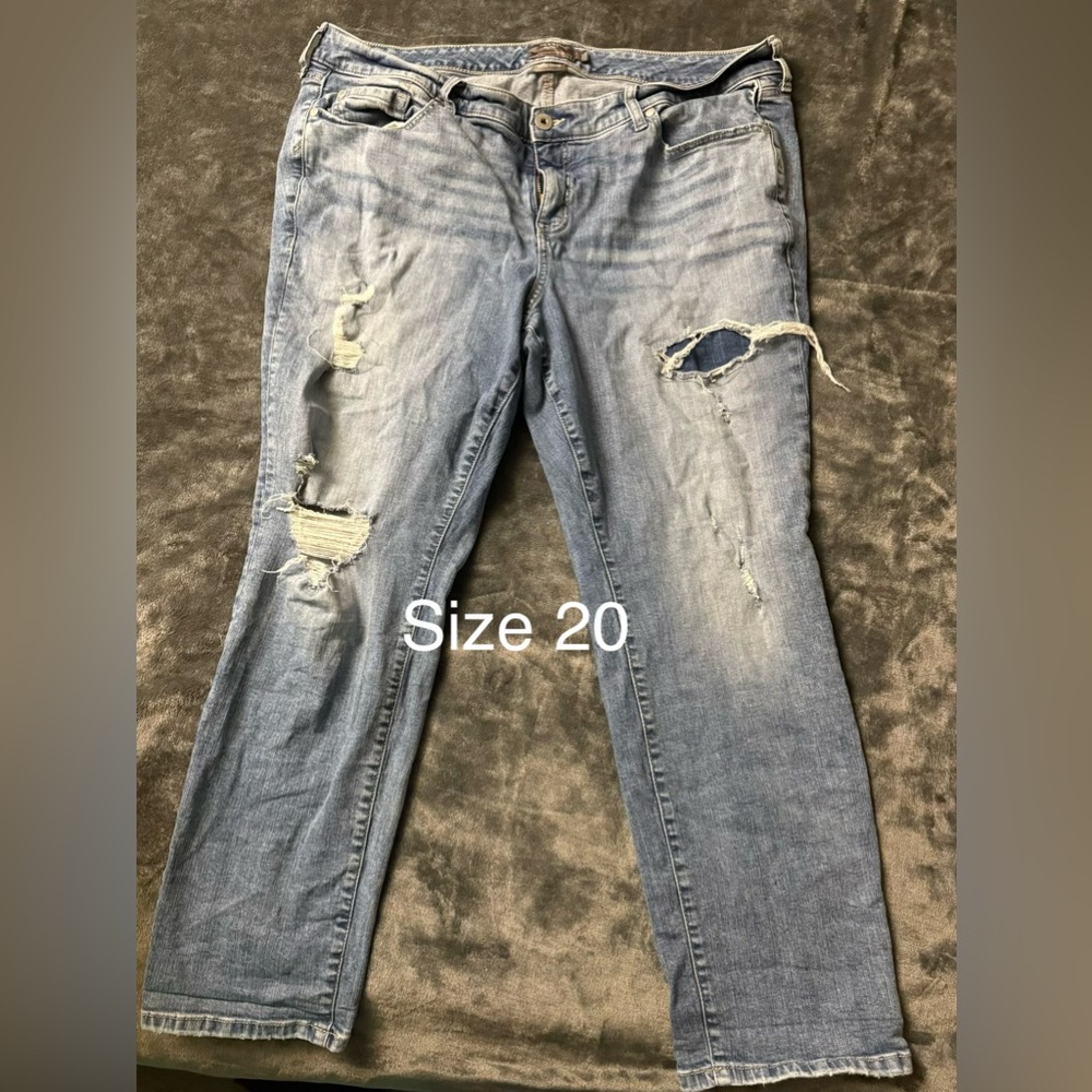Torrid Light Blue Distressed Straight Leg Jeans